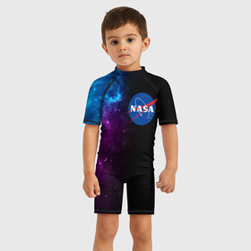 Детский купальный костюм 3D с принтом NASA (SPACE) 4.2 в Белгороде, Полиэстер 85%, Спандекс 15% | застежка на молнии на спине | nasa | paint | space | звезды | космос | краска | наса | черная дыра