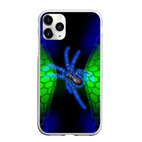 Чехол для iPhone 11 Pro матовый с принтом Паук на ночной охоте в Белгороде, Силикон |  | зеленая броня | зеленый неон | классный дизайн | ночь | паук | паук дизайн | паук на охоте | паук охотник | пчелиные | соты | темная футболка | футболка с пауком | черные соты