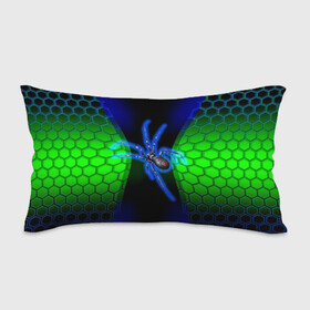 Подушка 3D антистресс с принтом Паук на ночной охоте в Белгороде, наволочка — 100% полиэстер, наполнитель — вспененный полистирол | состоит из подушки и наволочки на молнии | Тематика изображения на принте: зеленая броня | зеленый неон | классный дизайн | ночь | паук | паук дизайн | паук на охоте | паук охотник | пчелиные | соты | темная футболка | футболка с пауком | черные соты