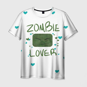 Мужская футболка 3D с принтом Zombie Lover в Белгороде, 100% полиэфир | прямой крой, круглый вырез горловины, длина до линии бедер | Тематика изображения на принте: funny | mine | minecraft | mods | noob | pro | skins | story | vs | zombie | инди | конструктор | майнкрафт | моды | нуб | скин | скрипер | шахта