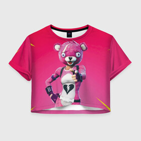 Женская футболка Crop-top 3D с принтом Only You! в Белгороде, 100% полиэстер | круглая горловина, длина футболки до линии талии, рукава с отворотами | Тематика изображения на принте: battle royale | bear | fortnite | pink | батл роял | медведь | розовый | фортнайт | фурри