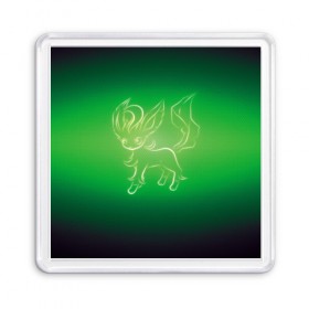 Магнит 55*55 с принтом Green Fox в Белгороде, Пластик | Размер: 65*65 мм; Размер печати: 55*55 мм | detective pikachu | pikachu | pokeball | pokemon | детектив пикачу | пикачу | покебол | покемон