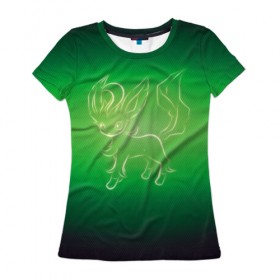 Женская футболка 3D с принтом Green Fox в Белгороде, 100% полиэфир ( синтетическое хлопкоподобное полотно) | прямой крой, круглый вырез горловины, длина до линии бедер | detective pikachu | pikachu | pokeball | pokemon | детектив пикачу | пикачу | покебол | покемон