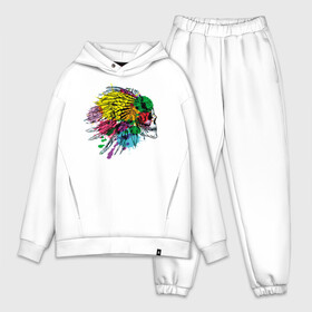 Мужской костюм хлопок OVERSIZE с принтом Chiefs skull в Белгороде,  |  | color | feather | grin | jaw | leader | paint | skull | teeth | вождь | зубы | краска | оскал | перо | цвет | череп