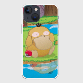 Чехол для iPhone 13 mini с принтом Псайдак в Белгороде,  |  | Тематика изображения на принте: detective pikachu | pikachu | pokeball | pokemon | psyduck | детектив пикачу | пикачу | покебол | покемон | псайдак