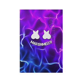 Обложка для паспорта матовая кожа с принтом Marshmello THUNDER в Белгороде, натуральная матовая кожа | размер 19,3 х 13,7 см; прозрачные пластиковые крепления | Тематика изображения на принте: christopher comstock | dj | marshmello | music | диджей | клубная музыка | клубняк | крис комсток | логотип | маршмеллоу | музыка