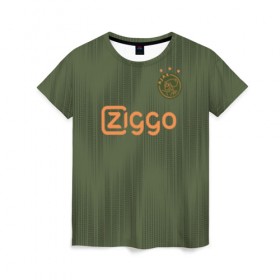 Женская футболка 3D с принтом Ajax away 19-20 в Белгороде, 100% полиэфир ( синтетическое хлопкоподобное полотно) | прямой крой, круглый вырез горловины, длина до линии бедер | ajax | champions | holland | league | nederlands | аякс | голландия | лига чемпионов