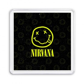Магнит 55*55 с принтом Nirvana 1 в Белгороде, Пластик | Размер: 65*65 мм; Размер печати: 55*55 мм | cobain | kurt | kurt cobain | nirvana | rock | smile | гитара | кобейн | курт | курт кобейн | нирвана | рок