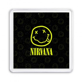 Магнит 55*55 с принтом Nirvana 1 в Белгороде, Пластик | Размер: 65*65 мм; Размер печати: 55*55 мм | Тематика изображения на принте: cobain | kurt | kurt cobain | nirvana | rock | smile | гитара | кобейн | курт | курт кобейн | нирвана | рок