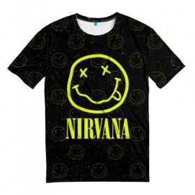 Мужская футболка 3D с принтом Nirvana 1 в Белгороде, 100% полиэфир | прямой крой, круглый вырез горловины, длина до линии бедер | cobain | kurt | kurt cobain | nirvana | rock | smile | гитара | кобейн | курт | курт кобейн | нирвана | рок