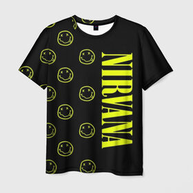 Мужская футболка 3D с принтом Nirvana 2 в Белгороде, 100% полиэфир | прямой крой, круглый вырез горловины, длина до линии бедер | cobain | kurt | kurt cobain | nirvana | rock | smile | гитара | кобейн | курт | курт кобейн | нирвана | рок