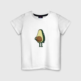 Детская футболка хлопок с принтом Авокадо в Белгороде, 100% хлопок | круглый вырез горловины, полуприлегающий силуэт, длина до линии бедер | Тематика изображения на принте: авокадо | фрукт