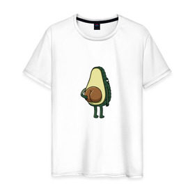 Мужская футболка хлопок с принтом Авокадо в Белгороде, 100% хлопок | прямой крой, круглый вырез горловины, длина до линии бедер, слегка спущенное плечо. | авокадо | фрукт
