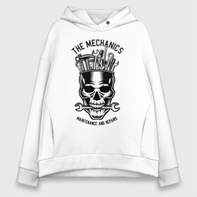 Женское худи Oversize хлопок с принтом The mechanics в Белгороде, френч-терри — 70% хлопок, 30% полиэстер. Мягкий теплый начес внутри —100% хлопок | боковые карманы, эластичные манжеты и нижняя кромка, капюшон на магнитной кнопке | авто | автомобиль | гараж | гонки | двигатель | машина | механик | мотор | ретро | техника