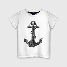 Детская футболка хлопок с принтом ВМФ в Белгороде, 100% хлопок | круглый вырез горловины, полуприлегающий силуэт, длина до линии бедер | армия | вмф | военно морской флот | море | морская пехота | моряк | моряки | морячок | солдаты | якорь