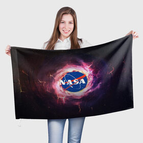 Флаг 3D с принтом Nasa. в Белгороде, 100% полиэстер | плотность ткани — 95 г/м2, размер — 67 х 109 см. Принт наносится с одной стороны | galaxy | nasa | outer space | space company | star | астрономия | галактика | звезды | космическая компания | космическое пространство | космос | наса