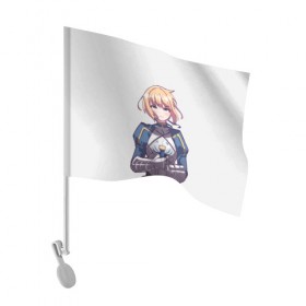 Флаг для автомобиля с принтом Девушка рыцарь в Белгороде, 100% полиэстер | Размер: 30*21 см | fate | saber | артур | блондинка | девушка | девушка в доспехах | меч | рыцарь | сейбер | фейт