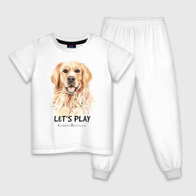 Детская пижама хлопок с принтом Золотистый ретривер в Белгороде, 100% хлопок |  брюки и футболка прямого кроя, без карманов, на брюках мягкая резинка на поясе и по низу штанин
 | golden retriever | золотистый ретривер | ретривер | собака | собаки