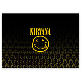 Поздравительная открытка с принтом NIRVANA в Белгороде, 100% бумага | плотность бумаги 280 г/м2, матовая, на обратной стороне линовка и место для марки
 | Тематика изображения на принте: music | nirvana | rip smile | rock | smile | группа | курт кобейн | музыка | нирвана | рок | смайл