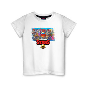 Детская футболка хлопок с принтом BRAWL STARS в Белгороде, 100% хлопок | круглый вырез горловины, полуприлегающий силуэт, длина до линии бедер | android | brawl stars | games | mobile game | stars | игры | мобильные игры