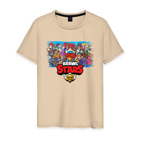 Мужская футболка хлопок с принтом BRAWL STARS в Белгороде, 100% хлопок | прямой крой, круглый вырез горловины, длина до линии бедер, слегка спущенное плечо. | android | brawl stars | games | mobile game | stars | игры | мобильные игры