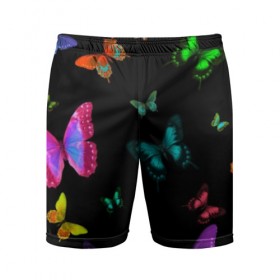 Мужские шорты 3D спортивные с принтом Ночные Бабочки в Белгороде,  |  | butterfly | бабочка | бабочки | биология | животные | краски | крылья | насекомые | ночь | разноцветные | черный | яркие