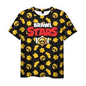 Мужская футболка 3D с принтом BRAWL STARS в Белгороде, 100% полиэфир | прямой крой, круглый вырез горловины, длина до линии бедер | 8 bit | 8 бит | bibi | brawl stars | crow | el brown | leon | leon shark | max | mr.p | sally leon | shark | stars | virus | werewolf | акула | биби | вирус | ворон | леон | оборотень | пингвин