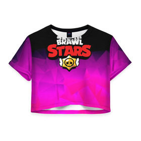 Женская футболка Cropp-top с принтом BRAWL STARS CRYSTALES в Белгороде, 100% полиэстер | круглая горловина, длина футболки до линии талии, рукава с отворотами | android | brawl stars | games | mobile game | stars | игры | мобильные игры