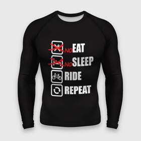 Мужской рашгард 3D с принтом Ride black в Белгороде,  |  | bicycle | bike | cycle | eat | eat sleep | eat sleep repeat | eat sleep ride | eat sleep ride repeat | ride | sleep | вело | велосипед | есть | катать | повторить | спать
