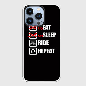 Чехол для iPhone 13 Pro с принтом Ride black в Белгороде,  |  | bicycle | bike | cycle | eat | eat sleep | eat sleep repeat | eat sleep ride | eat sleep ride repeat | ride | sleep | вело | велосипед | есть | катать | повторить | спать
