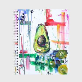 Тетрадь с принтом Авокадо авангард в Белгороде, 100% бумага | 48 листов, плотность листов — 60 г/м2, плотность картонной обложки — 250 г/м2. Листы скреплены сбоку удобной пружинной спиралью. Уголки страниц и обложки скругленные. Цвет линий — светло-серый
 | Тематика изображения на принте: авокадо | веган | девушкам | здоровое питание | здоровье | люблю авокадо | овощи | пп | стильно | сыроед | фрукты