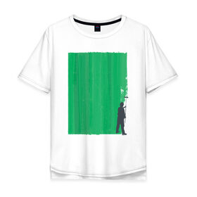 Мужская футболка хлопок Oversize с принтом Маляр в Белгороде, 100% хлопок | свободный крой, круглый ворот, “спинка” длиннее передней части | Тематика изображения на принте: абстракция | дерево | дизайнер | краска | маляра | художник