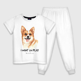Детская пижама хлопок с принтом Корги в Белгороде, 100% хлопок |  брюки и футболка прямого кроя, без карманов, на брюках мягкая резинка на поясе и по низу штанин
 | corgi | корги | собака | собаки