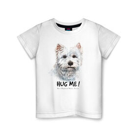 Детская футболка хлопок с принтом Вест-хайленд-уайт-терьер в Белгороде, 100% хлопок | круглый вырез горловины, полуприлегающий силуэт, длина до линии бедер | Тематика изображения на принте: dog | highland | terrier | west | white | вест | собака | собаки | терьер | уайт | хайленд
