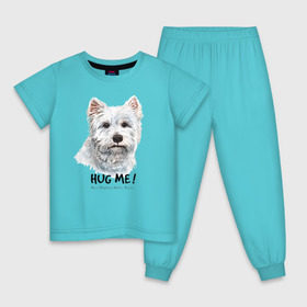 Детская пижама хлопок с принтом Вест-хайленд-уайт-терьер в Белгороде, 100% хлопок |  брюки и футболка прямого кроя, без карманов, на брюках мягкая резинка на поясе и по низу штанин
 | Тематика изображения на принте: dog | highland | terrier | west | white | вест | собака | собаки | терьер | уайт | хайленд