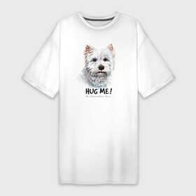 Платье-футболка хлопок с принтом Вест хайленд уайт терьер в Белгороде,  |  | dog | highland | terrier | west | white | вест | собака | собаки | терьер | уайт | хайленд