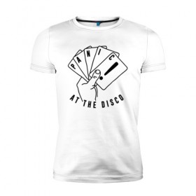 Мужская футболка премиум с принтом Panic! At the Disco в Белгороде, 92% хлопок, 8% лайкра | приталенный силуэт, круглый вырез ворота, длина до линии бедра, короткий рукав | Тематика изображения на принте: 