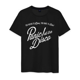 Мужская футболка хлопок с принтом Panic! At the Disco в Белгороде, 100% хлопок | прямой крой, круглый вырез горловины, длина до линии бедер, слегка спущенное плечо. | Тематика изображения на принте: panic | panic at the disco | patd | группа | музыка | райан росс | рок