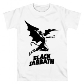 Мужская футболка хлопок с принтом Black Sabbath в Белгороде, 100% хлопок | прямой крой, круглый вырез горловины, длина до линии бедер, слегка спущенное плечо. | black sabbath | hard rock | heavy metal | блэк сабат | группы | метал | музыка | оззи осборн | рок | хард рок | хэви метал