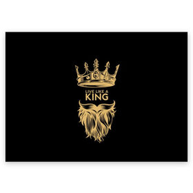 Поздравительная открытка с принтом Живи, как король в Белгороде, 100% бумага | плотность бумаги 280 г/м2, матовая, на обратной стороне линовка и место для марки
 | beard | black | color | cool | crown | hipster | king | lady | like | live | mustache | power | royal | strength | super | trend | yellow | борода | власть | желтый | живи | как | королевская | король | корона | круто | особа | сила | супер | тренд | усы 