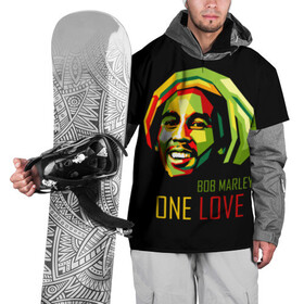 Накидка на куртку 3D с принтом Боб Марли в Белгороде, 100% полиэстер |  | bob marley | one love | боб марли