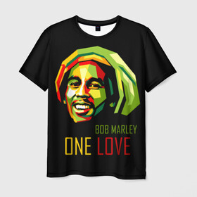 Мужская футболка 3D с принтом Боб Марли в Белгороде, 100% полиэфир | прямой крой, круглый вырез горловины, длина до линии бедер | bob marley | one love | боб марли