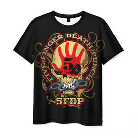 Мужская футболка 3D с принтом Five Finger Death Punch в Белгороде, 100% полиэфир | прямой крой, круглый вырез горловины, длина до линии бедер | 5fdp | ffdp | five finger death punch | metal | альтернатива | группы | метал | музыка | хеви метал
