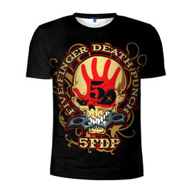 Мужская футболка 3D спортивная с принтом Five Finger Death Punch в Белгороде, 100% полиэстер с улучшенными характеристиками | приталенный силуэт, круглая горловина, широкие плечи, сужается к линии бедра | 5fdp | ffdp | five finger death punch | metal | альтернатива | группы | метал | музыка | хеви метал