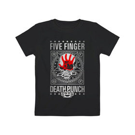 Детская футболка хлопок с принтом Five Finger Death Punch в Белгороде, 100% хлопок | круглый вырез горловины, полуприлегающий силуэт, длина до линии бедер | 5fdp | ffdp | five finger death punch | metal | альтернатива | группы | метал | музыка | хеви метал