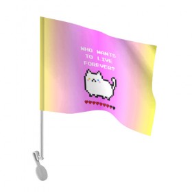 Флаг для автомобиля с принтом Cat forever в Белгороде, 100% полиэстер | Размер: 30*21 см | 9 жизней | forever | pixel art | queen | wants to live | квин цитата | котенок | котик | котики | коты | кошка | кошки | пиксели | пиксель арт
