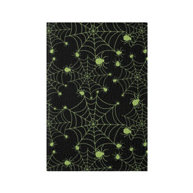 Обложка для паспорта матовая кожа с принтом Зелёная паутина в Белгороде, натуральная матовая кожа | размер 19,3 х 13,7 см; прозрачные пластиковые крепления | Тематика изображения на принте: background | black | cobweb | color | gothic | green | halloween | holiday | insect | pattern | spider | weave | web | готика | зеленый | насекомое | паук | паутина | плести | праздник | сеть | узор | фон | хэллоуин | цвет | черный