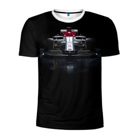 Мужская футболка 3D спортивная с принтом Альфа ромео Болид F1 в Белгороде, 100% полиэстер с улучшенными характеристиками | приталенный силуэт, круглая горловина, широкие плечи, сужается к линии бедра | f1 | formula 1 | авто | альфа ромео | болид | гонки | машины | формула 1