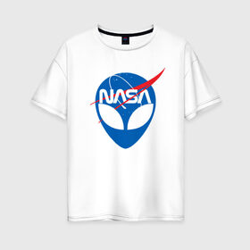Женская футболка хлопок Oversize с принтом Nasa в Белгороде, 100% хлопок | свободный крой, круглый ворот, спущенный рукав, длина до линии бедер
 | nasa | space | галактика | земля | илон | инопланетяне | инопланетянин | картинка | картинки | космонавт | космос | луна | маск | мода | надпись | наса | планета | планеты | система | тренды
