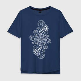 Мужская футболка хлопок Oversize с принтом Красивый цветок в Белгороде, 100% хлопок | свободный крой, круглый ворот, “спинка” длиннее передней части | гжель | узоры | хохлома | цветы